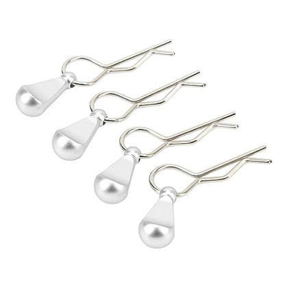 4Pcs Metal RC Car Body Clips with Pull Tabs for 1/8 1/10 Remote Control Car Upgrade Parts (Silver) - color: Silver