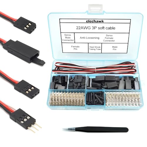 30 Sets Servo Connector Male Female Plug Crimp Pin Cable Kit Compatible with Futaba JR Hitec Spektrum RC Connectors (Without Crimping Tool) - style: without Crimping Tool