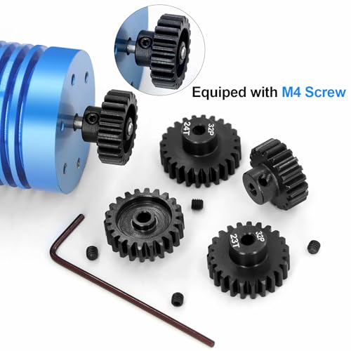 OGRC 32P Pinion Gear 20T 21T 22T 23T 24T 3.175mm Shaft Pinion Gears | 0.8 Mod, Hardened Steel, 3.175mm Shaft, Fits 1/10 RC Short Course Drift Rally Car