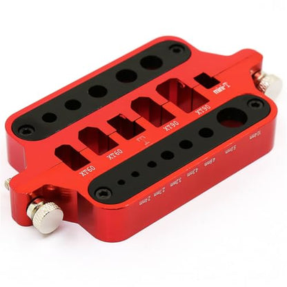 Aluminum Alloy RC Model RC Car Cable Connector Soldering Tool Holder Welding Tool RC Repair Tool Kit for XT60, XT90, T Plug, Mini T Plug (Red) - color: Red