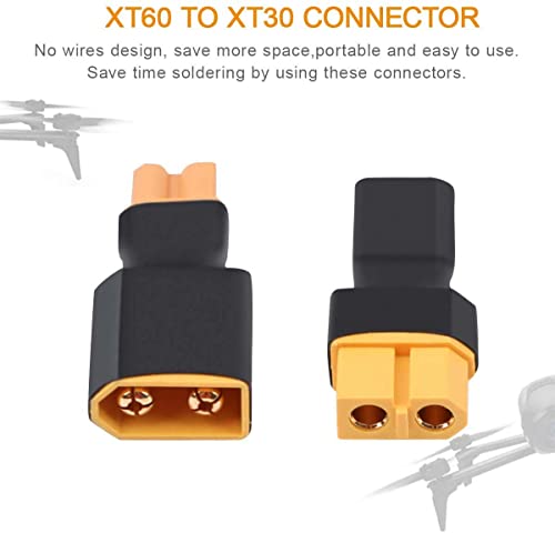 2Pairs XT30 to XT60 Adapter for RC Battery Car Truck FPV ESC Controller 4pc | XT30 to XT60 Adapter Male Female Connector Plug Set Compatible with RC Airplane FPV ESC Balance Charger Motor Controller 4pcs