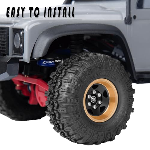 1.0in Beadlock RC Wheels and Tires for 1/18 Trx4m,1/24 SCX24 RC Crawler Car,1.0 Beadlock Rims & 1.0 Beadlock Tires,Brass Wheels Soft Sticky Rubber Tires,4PCS(Style B)
