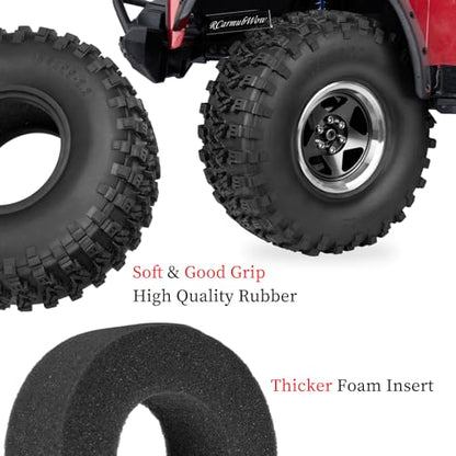 RC 2.2" Beadlock Wheels and Tires for 1/8 1/10 RC Crawler SCX10 III 90046 TRX4 D90,2.2in Beadlock RC Rims 2.2in RC Beadlock Tires,4pcs,Black - color: Black(4pcs)