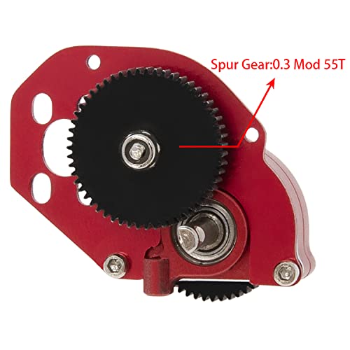DKKY SCX24 Transmission Complete Gearbox for Axial SCX24 Bronco C10 JLU Gladiator Deadbolt 1/24 RC Crawler Upgrade Parts (Black) - color: Red