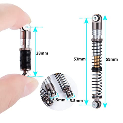 MOHERO Adjustable RC Shocks Absorber Damper 53mm Aluminum 4Pcs for 1/24 Axial SCX24 RC Crawler Car Upgrade Parts (Grey) - color: Grey