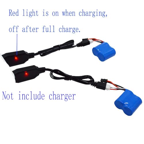 Blomiky 2 Pack 7.4V 600mAh 4.44Wh Battery Suitable for H120 H100 H102 H106 H108 T1 T02 RC Boat / H100 Battery and Cable