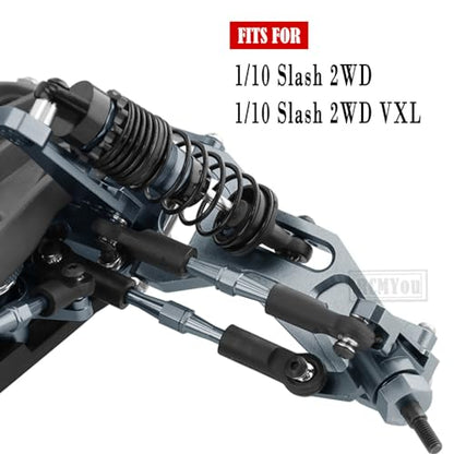 RC Aluminum Suspension A-Arms Upgrades Part for 1/10 Slash 2WD,Alloy Front Rear A Arms Swing Arms Hop Ups w/Tie Bar,Replace 2555,3631,2532,Titanium