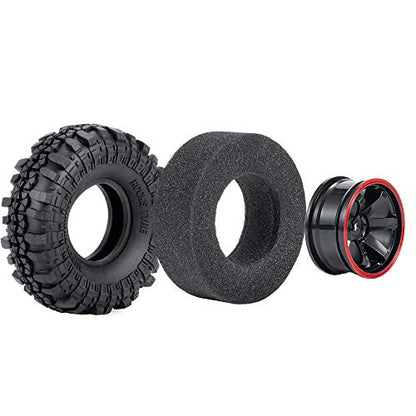 4PCS 110mm 1.9" Rubber Tires & Plastic Wheel Rim | 12mm Hex Hub, For 1/10 Axial SCX10 TRX4 D90, RC Crawler Car