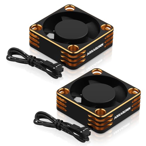RC Car Motor Cooling Fan Heatsink 2Pack 28000RPM Brushless ESC Cooling Fan | RC Cooling Fan for RC Car 1/8 1/10 540 550 Motor (Black+Gold) - color: Black Gold 2Pack
