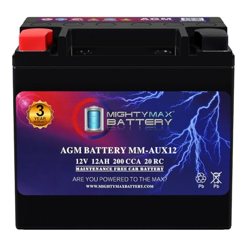 Mighty Max Battery MM-AUX12 Auxiliary Battery 12V 12Ah, 20RC, 200 CCA Rechargeable AGM Car Battery - style: AUX12