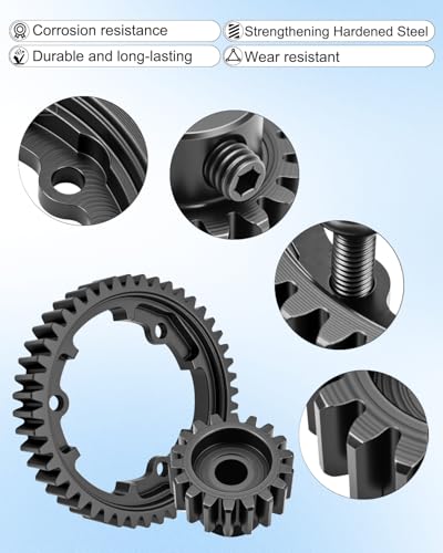 Hardened Steel 46T Spur Gear 1 Mod ＆ 18T Motor Pinion Gear, Fit for Traxxas 1/5 X-Maxx 1/7 XO-1 1/10 Maxx/E-Revo 2.0 VXL Replace #6447