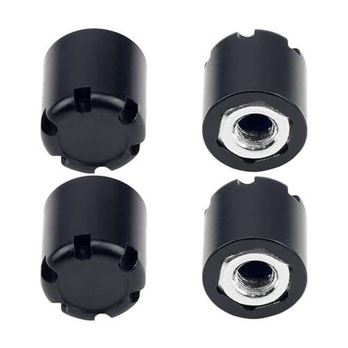 4PCS RC M4 Wheel Hex Nuts with Tools,CNC Aluminum RC Car Dustproof Wheel Rim Center Cap Hub Suit for TRX4 Axial SCX10 Redcar D90 Tamiya Etc 1/10 RC Crawler Car Upgrades (Black) - color: Black