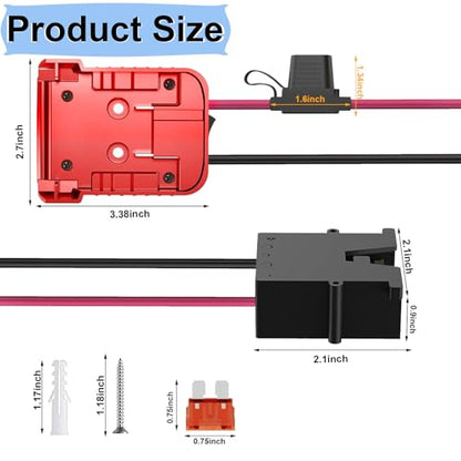 Ranoff Power Wheel Adapter 18V/20V Battery with Fuse & Wire terminals, Wheels Battery Conversion Kit Power Connector for DIY Ride On Truck, RC Car Toys and Robotics - size: for Milwaukee