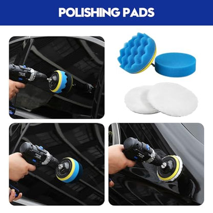 Qydipclin 34Pcs Car Detailing Kit, Car Detailing Brush Set, Car Wash Cleaning Kit, Car Detailing Brushes, Professional Car Care Kit for Interior Exterior Wheels, Blue - size: 34pcs