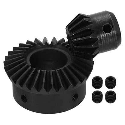 uxcell 2Pcs Tapered Bevel Gears Set, 1.5 Mod 1:2 (15T/30T) Harden Steel Straight Bevel Gear, 90 Degree Steering Motor Gears, (5/19mm Shaft Hole with Keyway) - size: 5/19mm