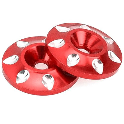 2Pcs Vgoohobby RC Metal Rear Wing Buttons Gasket,Universal Rear Fixed Tail Protection Spacer for 1/10 RC Off Road Short Truck Buggy Racing Car (Red) - color: Red