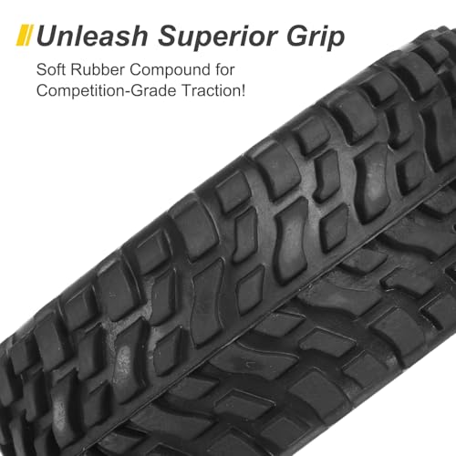 uxcell 4-Pair High-Grip RC Car Tire & Wheel Set for 1/10 Scale On-Road Touring Cars - Soft Rubber Tyres with 12mm Hubs, Black, Type E