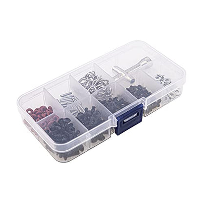 0-14mm RC Expanding Hole Puncher Opener Reamer Tool RC Body Shell Drills Tool & Universal RC Screws Kit,M3 Screws Flat washers R Clips Hexagon Wrench Repair Tool Box with Magnetic Screw Tray