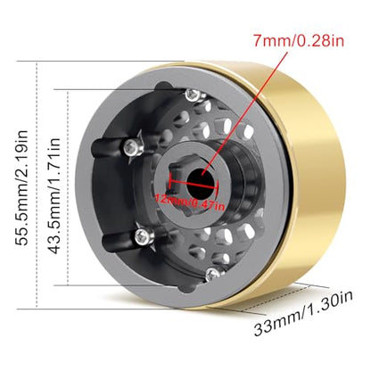 OGRC Brass Aluminum 1.9 Beadlock Wheels 167g Wheel Rims for SCX10 TRX4 | 668g Total Weights, 12mm Hex, for Gen7 Gen8 D90 VS4-10 1/10 RC Carwler, Titanium - color: Titanium