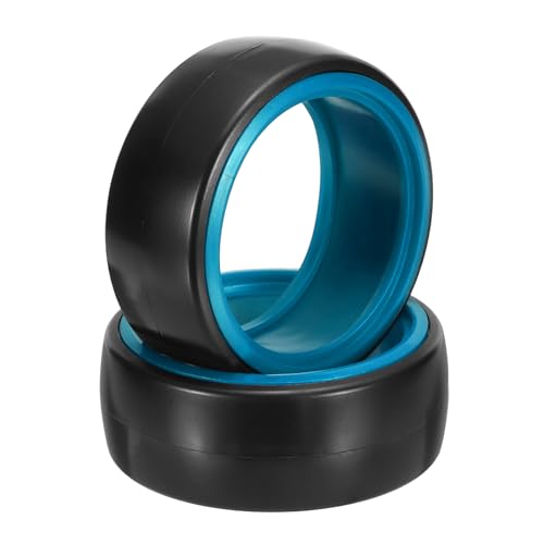 MECCANIXITY 2Pcs 1/10 RC On-Road Car Tyres, RC Drift Tires Hard Plastic Tyre Replacement for Remote Controlled Drifting Vehicles, Black Blue - color: Black Blue