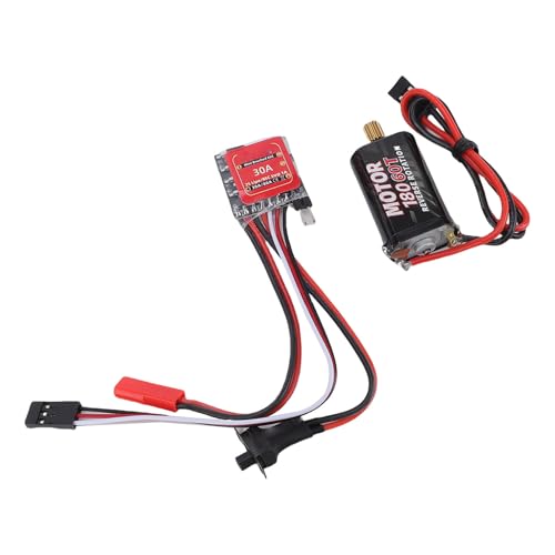 SUNGOOYUE Brushed ESC 30A Electric Speed Controller with Brake for 1/16 1/18 RC Cars, Metal Compact Design, Compatible with 2S Lipo N20 030 050 130 180 Motors DIY Mini RC Vehicles (60T)
