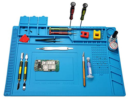 PAFOWO Silicone Soldering Mat for Electronic Repair, 17.7 X 11.8 in | Heat Resistant 932°F Solder Mat, Anti-Static Repair Mat,Magnetic Screw Tray,Scale Ruler,BGA,Phone Watch Laptop PCB,Workbench