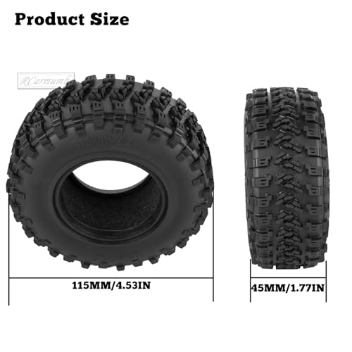 2.2 Inch RC Crawler Tires for 1/10 TRX4 SCX10 Capra AMG 6x6 Gen8 Everest Gen7 Pro Off-Road Vehicles,All-Terrain High Grip Soft Rubber Tires w/Deep Tread & Foam Insert,Styled - style: StyleD(4pcs)