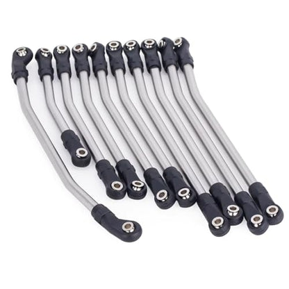 RC Modifications Spare Compatible With Axial For SCX10 II 1/10 RC Crawler Car Upgrade Parts Stainless Steel Links Rod Set With Ball End 90046 - size: 324mm
