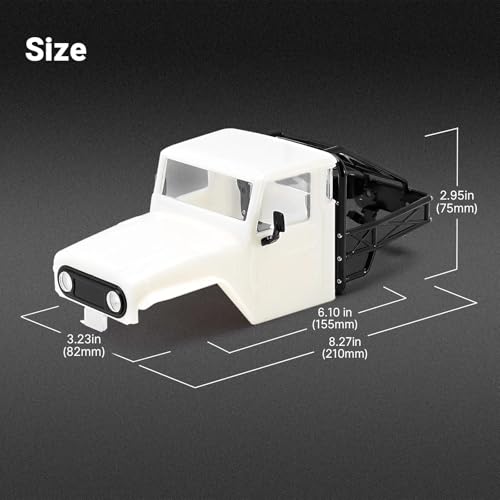 RC Spare Part Compatible with TRX4M for Defender for Bronco Hard Body Shell with Cage for 1/18 RC Crawler Car Upgrade Accessories(White) - size: White