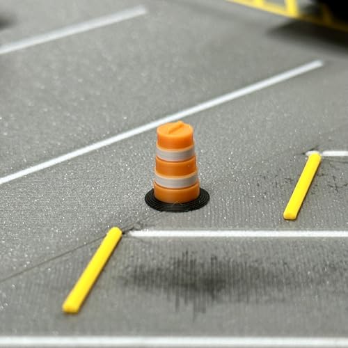 HO (1:87) Scale Commander-Style Traffic Barrels (24 Pack) – Modern Construction Drums for HO Model Railroads & Dioramas