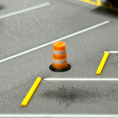 HO (1:87) Scale Commander-Style Traffic Barrels (24 Pack) – Modern Construction Drums for HO Model Railroads & Dioramas