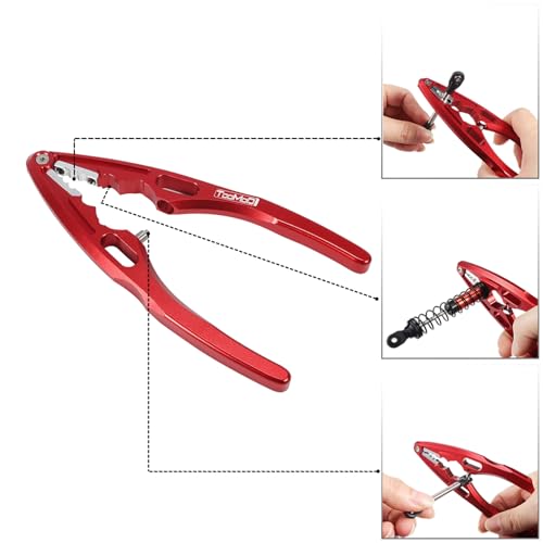 RC Tool kit with Shock Pliers Multi-function & Hex Bit Linkages Link Rod Ends Installing Tools for Arrma Axial Losi Tamiya 1/10 RC Cars Trucks Rock Crawlers（Red - color: Red