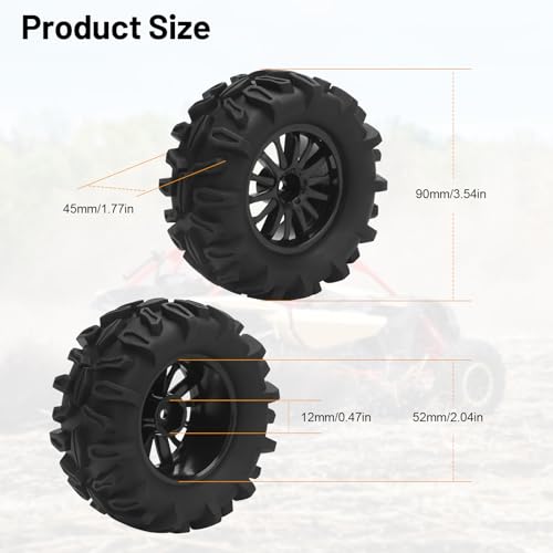RC Car Tires and Wheels, daitoku 12mm Hex RC Truck Tires for TRAXXAS Rlaarlo 1/16 E-Revo HSP 94186 16208 16209 16210 WLtoys 144001 MJX16208 HBX94828 GRM16 1/16 RC Truck