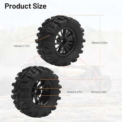 RC Car Tires and Wheels, daitoku 12mm Hex RC Truck Tires for TRAXXAS Rlaarlo 1/16 E-Revo HSP 94186 16208 16209 16210 WLtoys 144001 MJX16208 HBX94828 GRM16 1/16 RC Truck