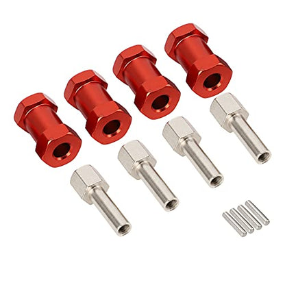 RiToEasysports 4PCS Aluminium Alloy 20mm Extension Wheel Hub Adapter, with 12mm Hex Drive for 1/10 RC Drift Car Buggy Truggy Truck Crawler Parts (Red) - color: Red