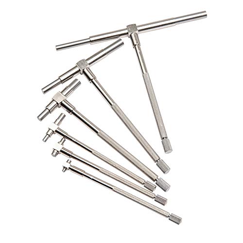 Beslands 6 Pc Telescoping Gage Set, 5/16" - 6" Range, T-Bore Hole Gauges w/Pouch, High Precision Telescopic Bore Gauge T-Gage Set (5/16" to 6") - size: T-Gauges 5/16" to 6"
