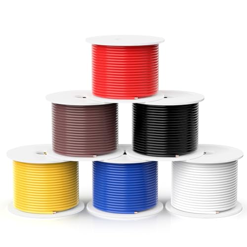 TOPDC 18 Gauge Electrical Wire Combo, 6 Colors, 100FT Each Automotive Wire, Copper Clad Aluminium Hook up Wire Kit for Car Audio,Automotive Wiring, LED Lighting,etc - size: 18awg-600ft Cca