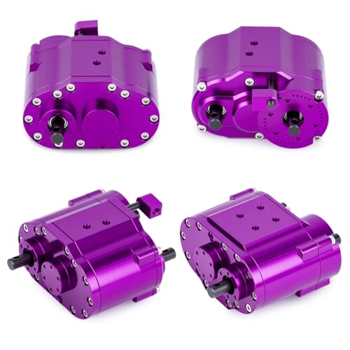 Dual Speed Transfer Case Gearbox Transmission Box for Axial SCX10 RC4WD D90 1/10 RC Crawler Car Upgrade Parts (Purple) - color: Purple