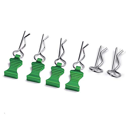 1 Set of Metal Body Clips Pins with Pull Tabs for 1/10 Axial SCX10 RC Model Crawler Car (Green)