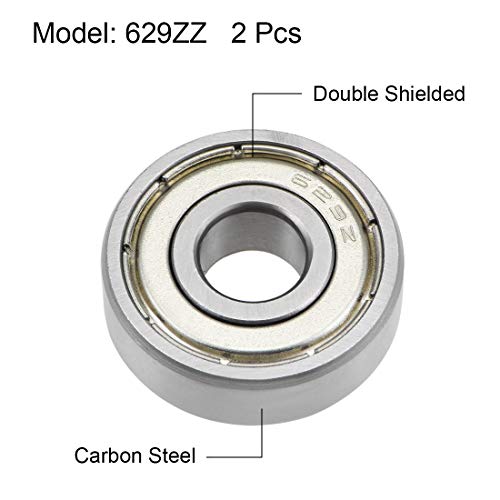 uxcell 629ZZ Deep Groove Ball Bearings Z2 9mm X 26mm X 8mm Double Shielded Carbon Steel 2pcs - size: 9mmx26mmx8mm