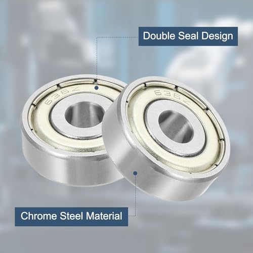 uxcell 4 Pack 636ZZ Deep Groove Ball Bearings, 6x22x7mm Chrome Steel Double Shield Bearing for Electric Motor, Home Appliances, Garden Machinery, (ABEC5) - size: 636ZZ