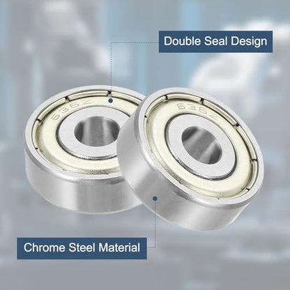 uxcell 4 Pack 636ZZ Deep Groove Ball Bearings, 6x22x7mm Chrome Steel Double Shield Bearing for Electric Motor, Home Appliances, Garden Machinery, (ABEC5) - size: 636ZZ