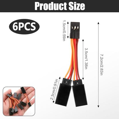 6 Pcs JR Futaba Style Servo 1 to 2 Y Harness Leads Wire Splitter Cable for RC Models Airplane 7CM