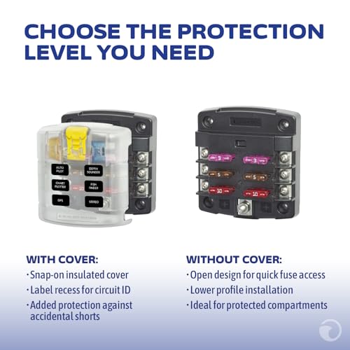 Blue Sea Systems ST Blade Fuse Block 6 Circuit with Cover, 100 Amps, 5028 - color: With cover, style: 6 Circuit