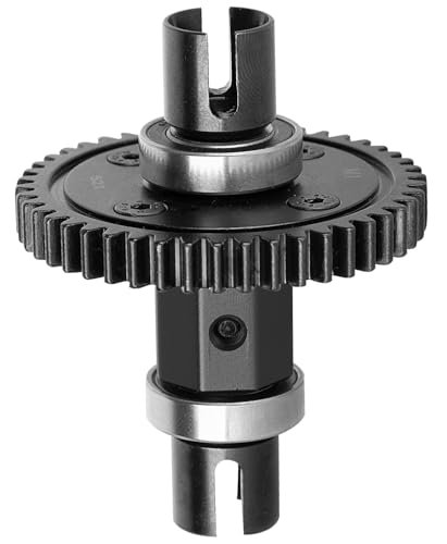 52T Upgrade Part for 1/8 Sledge Center Diff to Straight Shaft,RCarmumb Medium Carbon Steel & Aluminum Heavy Duty Center Differential Spur Gear Shaft Replacement for Sledge Monster Truck,Black - color: Black(1set)