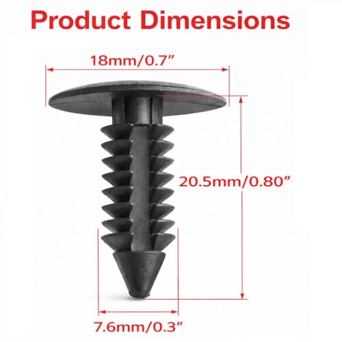 100-Piece 7mm Universal Auto Bumper Clips - Plastic Rivets and Fender Push Pins for GM, Ford, and Chrysler
