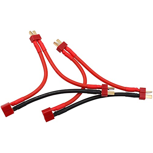 2Pcs HIRCQOO RC Car Serial Series Cable Adapter Compatible with XT90 Large Tamiya Traxxas EC5 XT60 EC3 T Plug for RC Truck Boat Lipo Battery ESC (T Plug) - style: T Plug