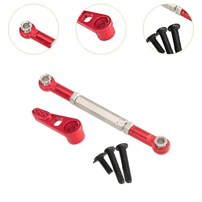 harayaa RC Car Steering Rod Adjustable Pull Rod Linkages Servo Linkage Rod Metal Front Rear Aluminum Alloy Upgrade Part for 1/10 RC Truck Accessories Suitable, Red - color: Red