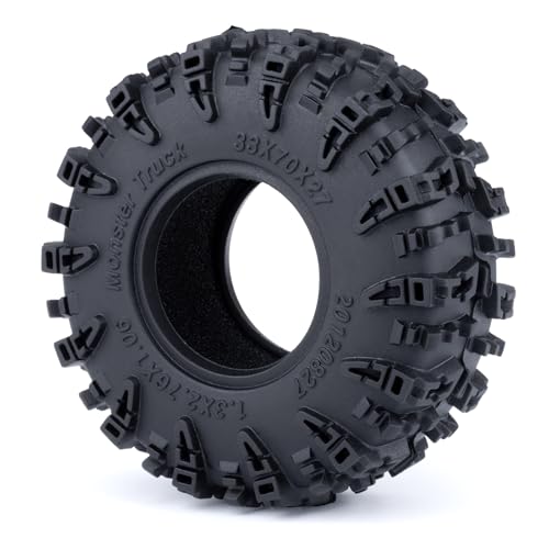 1.3" RC Crawler Tires with Foam Insert for 1/18 TRX4M 1/24 SCX24 | 1/18 1/24 Soft Rubber Mud Grappler Wheels Tyres OD 70mm/2.76inch 1.3" All Terrain TiresRC Crawler Car Upgrade (Black A) - color: Black a