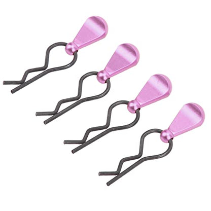 RC Body Clips R Pins Stainless Steel Durable High Strength Metal RC Car Body Clips with Aluminium Alloy Pull Tabs for 1/8 1/10 RC Model Cars Black 34x12mm 4pcs (Purple) - color: Purple